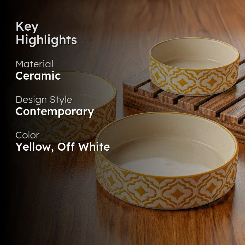 Zalvo Ceramic Salad Bowl (700 mL,500 mL,350 mL) - Set Of Three media 2