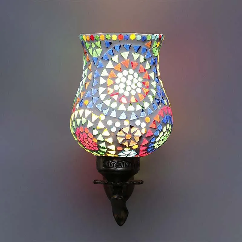 Mandala Pied Glass & Metal Wall Lamp - Multi media 4