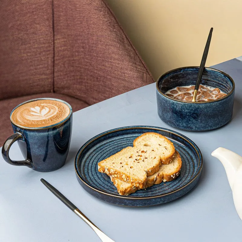 Whimsi Ceramic Breakfast Set (Dark Blue) - Three Piece Set media 1