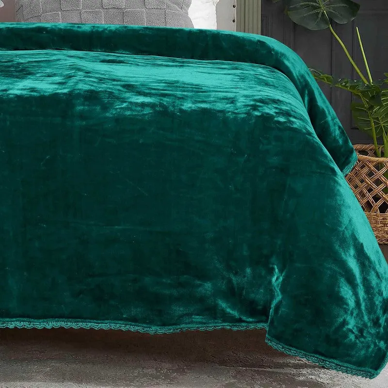 Singu Polyester Solid Blanket - Teal Green media 3