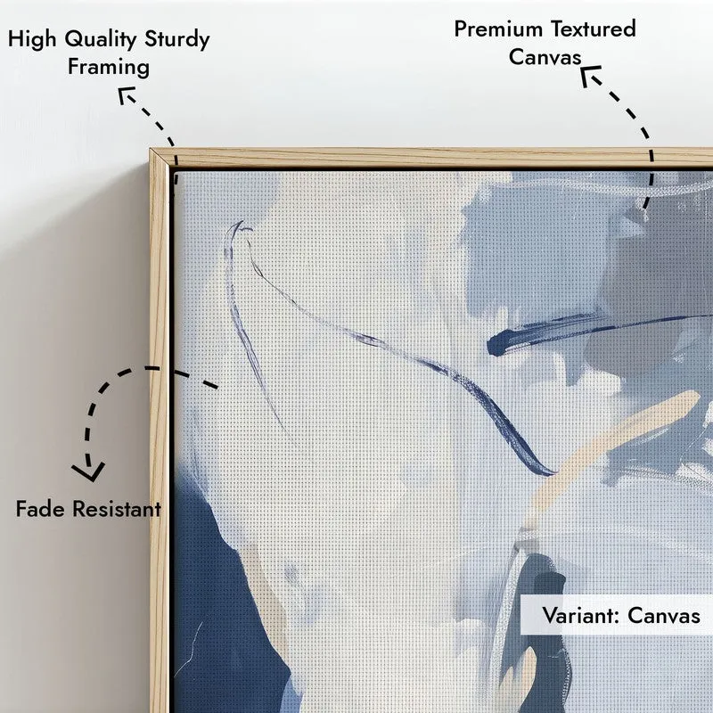 Cobalt Flux Framed Canvas Archival Canvas Wall Painting - Natural Brown Frame media 5