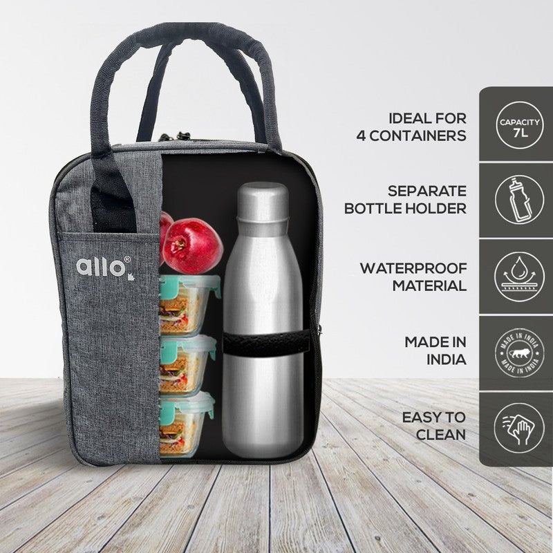 Shapix Polyester Lunch Bag - Black & Grey media 8