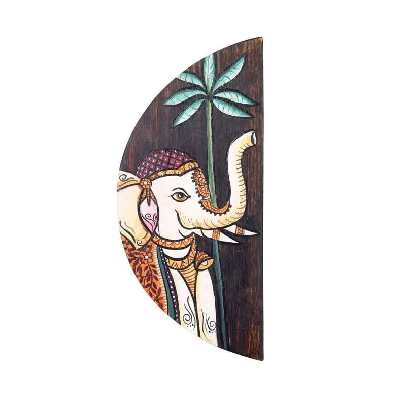 Pichhwai Elephant Wooden Wall Accent - Set Of Two media 4