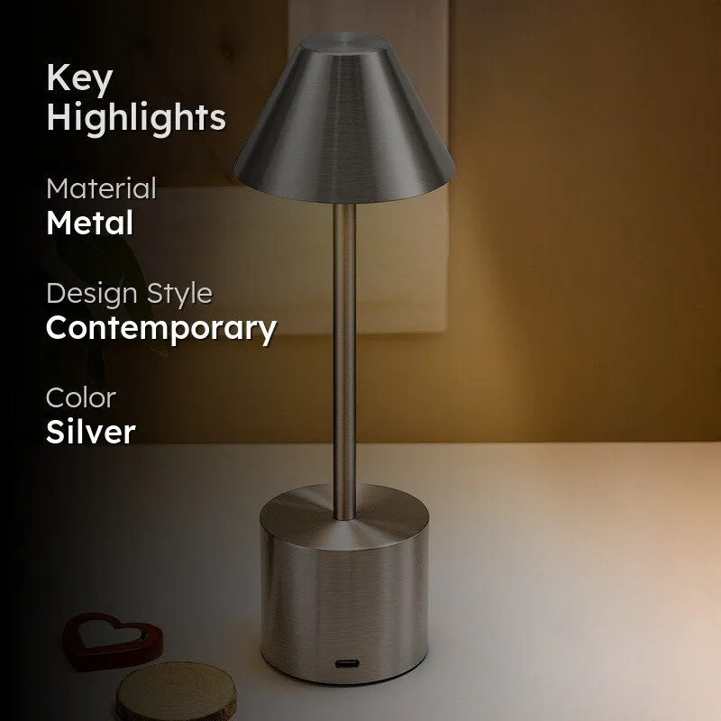 GlowShift Tech Metal Table Lamp - Silver media 2