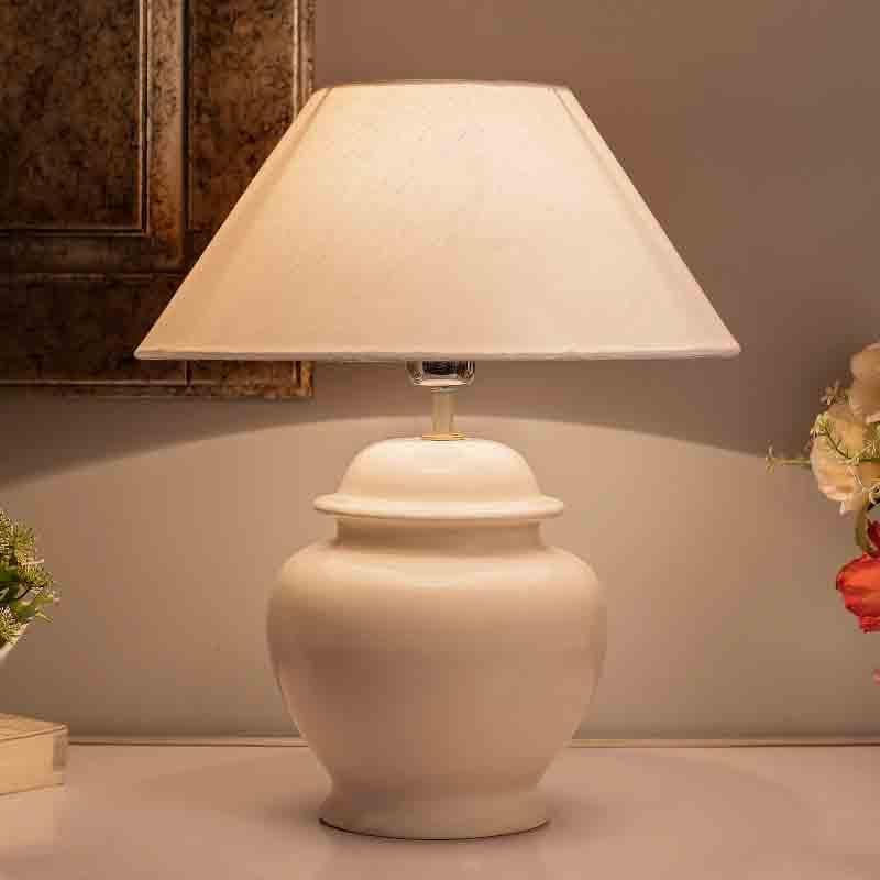 Fancy Ceramic Table Lamp - White media 3