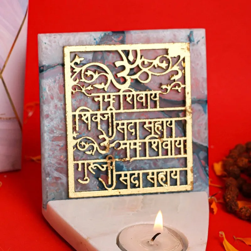 Om Namah Shivay Agate TeaLight Holder media 5