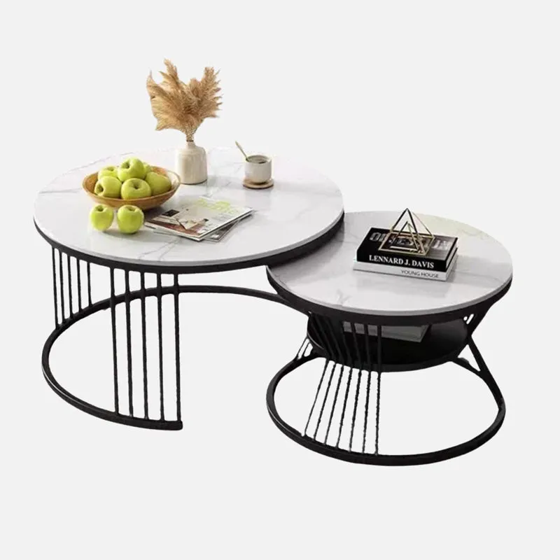 Phoenix Accent Table with Marble Top (Black) - Set Of Two media 3