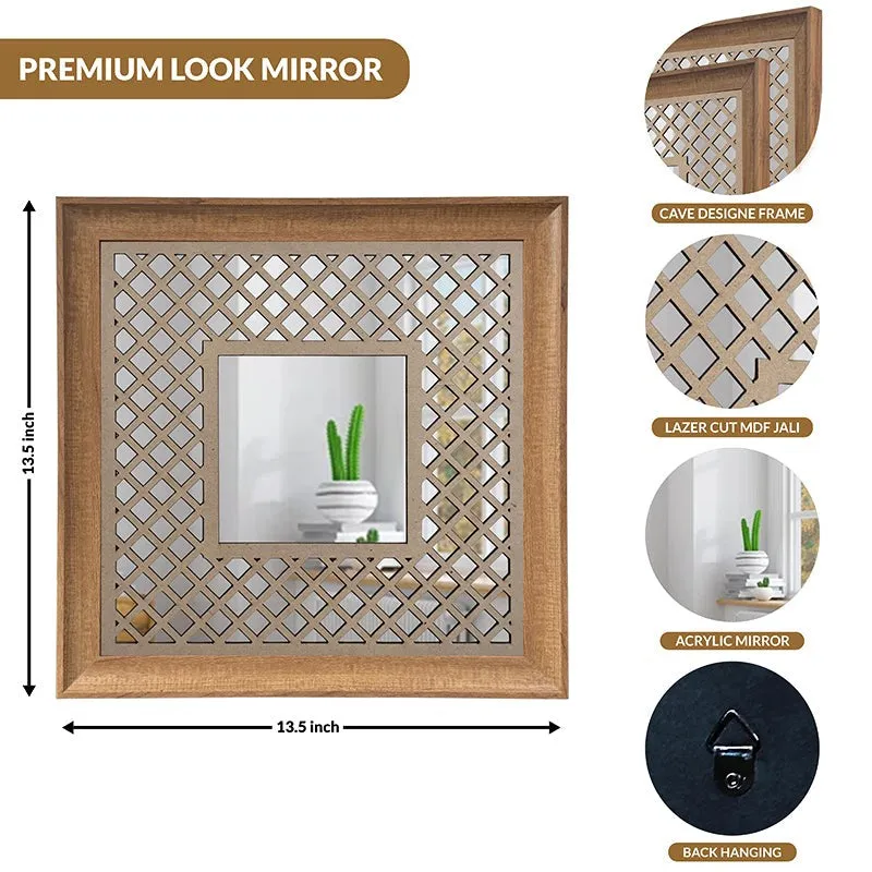 Jharokha View Decorative Acrylic Wall Mirror (Beige) - Set Of Two media 8