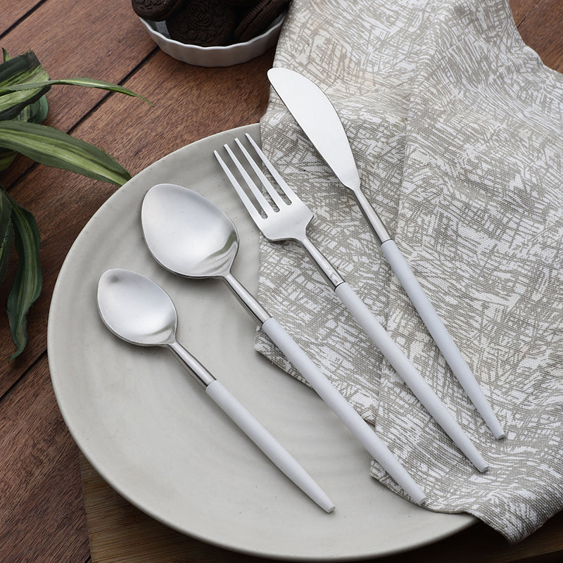 Stirling Cutlery Set (Silver & White) - Four Piece Set