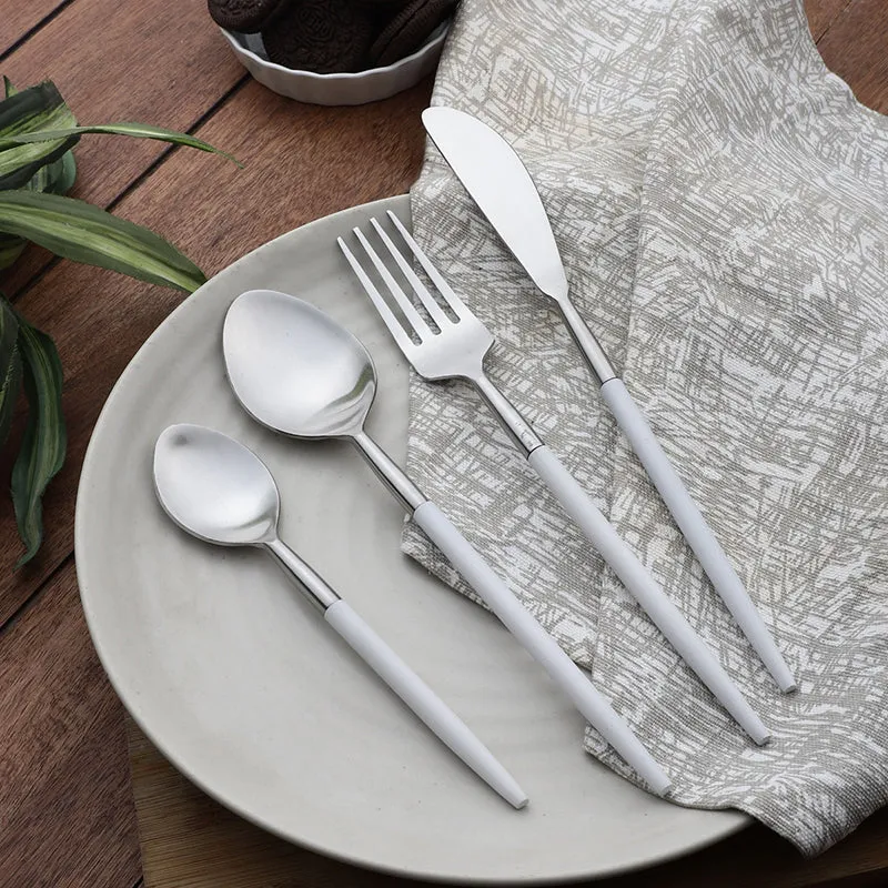 Stirling Cutlery Set (Silver & White) - Four Piece Set media 1