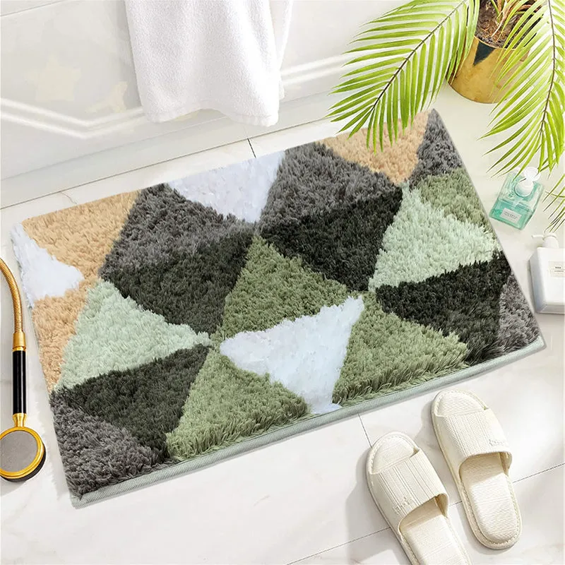 Soft Triangles Microfiber Bath Mat - Green media 1