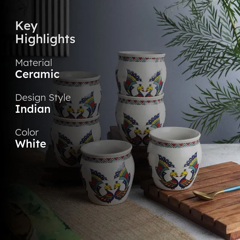 Mor Ceramic Tea Cup (180 mL Each) - Set of Six media 2