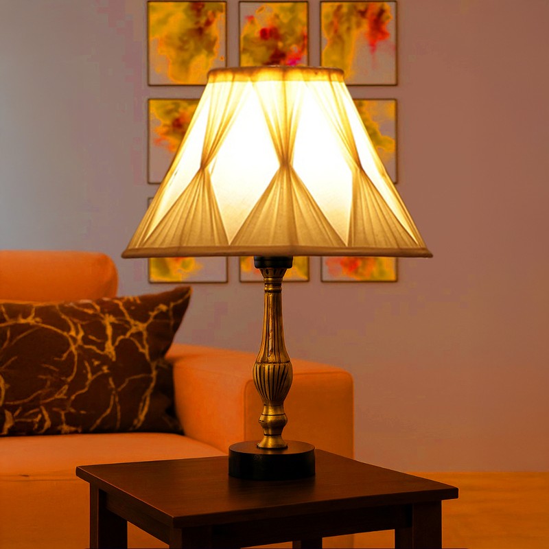 Aurelo Orel Wooden Table Lamp - OffWhite