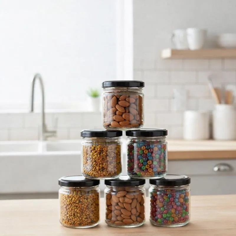 Minimalist Glass Salsa Jars (200 mL Each) - Set Of Six media 1