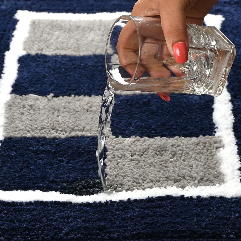 Zerix Cotton Bath Mat - Blue & White media 7