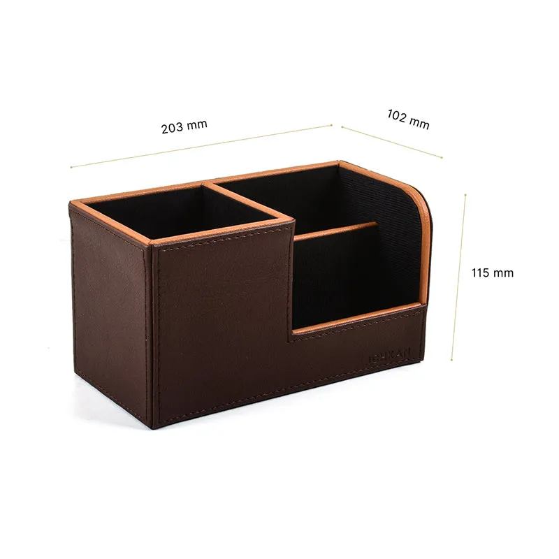 Tisca Faux Leather Desk Organizer - Brown media 9