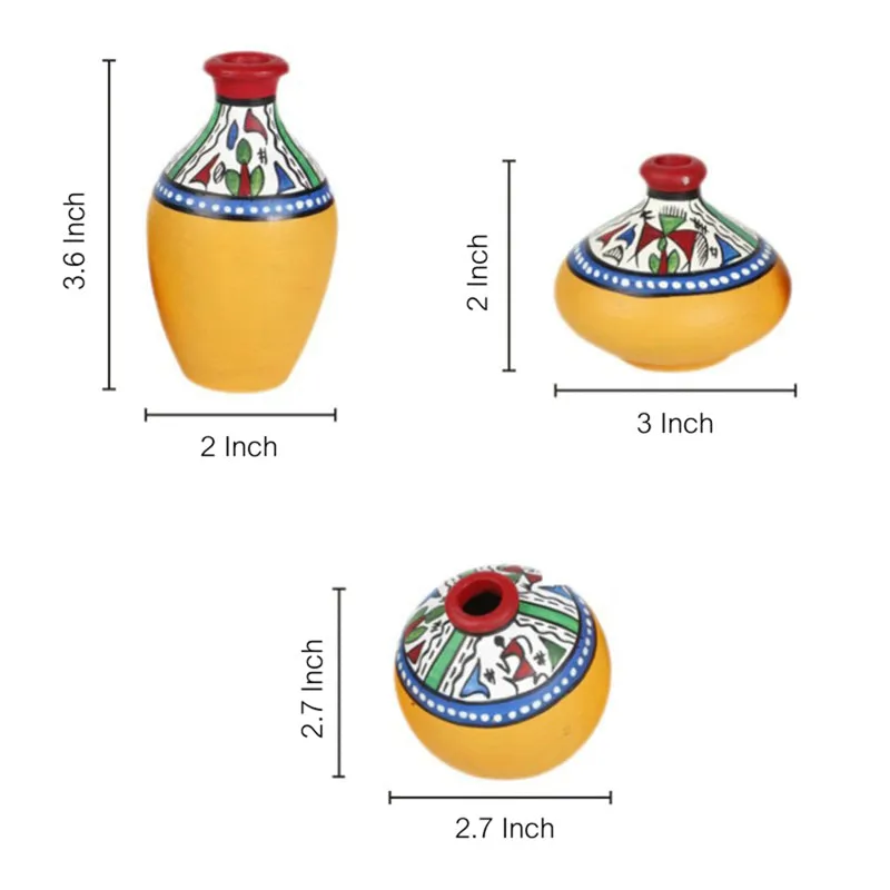 Dharthi Handpainted Terracotta Vase - Three Piece Set media 5