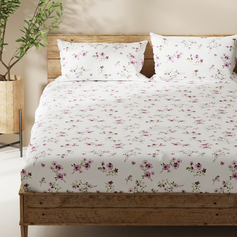 Aelvos Bedsheet (White,Pink) - 115 GSM media 4