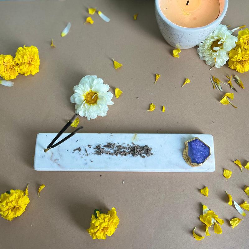 Taavi Handcrafted Marble Incense Holder With Agate Plating - Purple media 4
