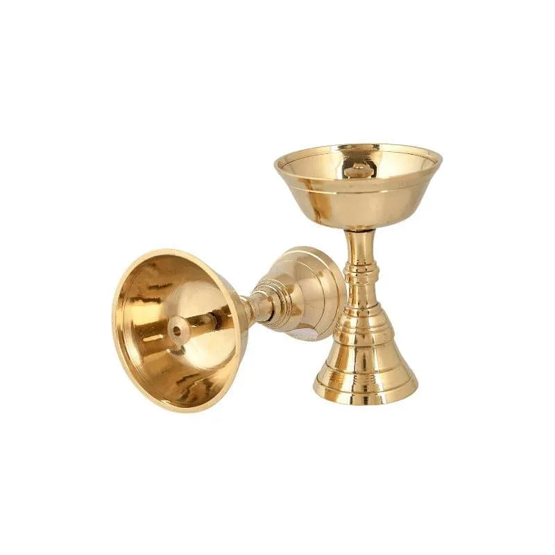 Suvarnika Gold Finish Brass Diya - Set Of Two - 4