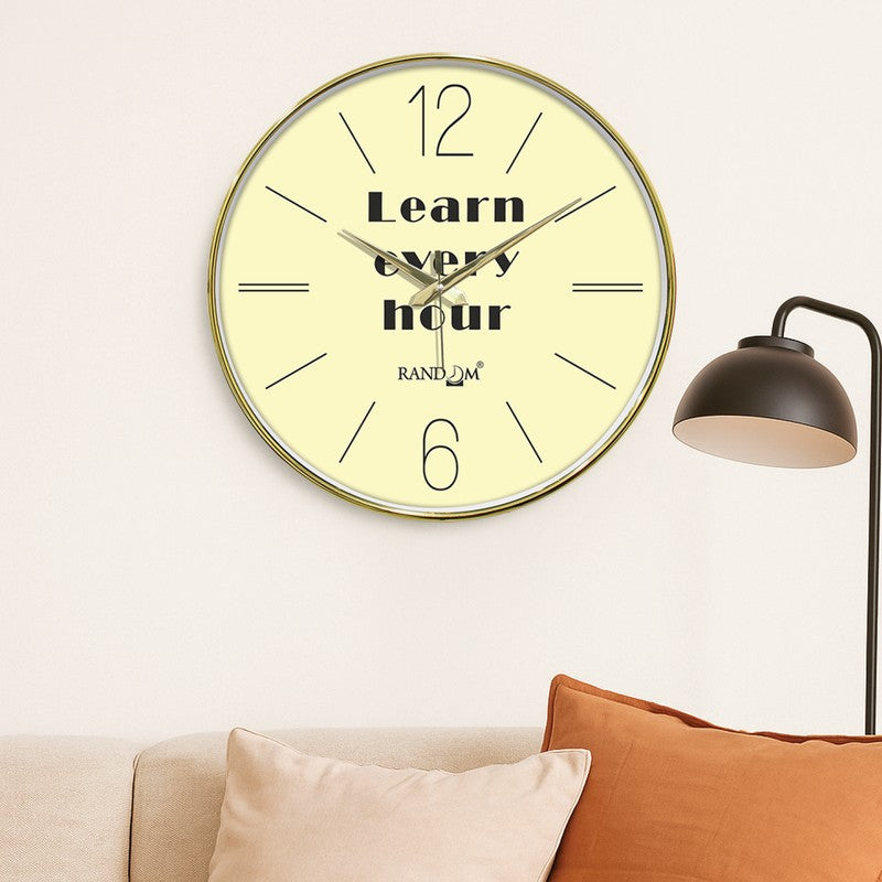 Learn Every Hour Round Analog Wall Clock - Yellow