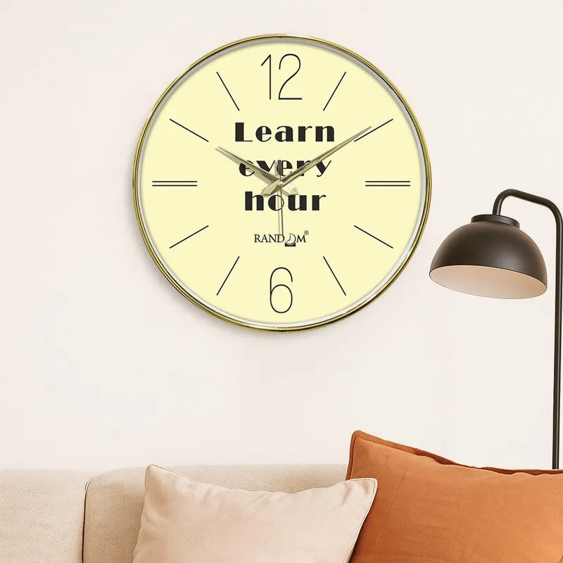 Learn Every Hour Round Analog Wall Clock - Yellow media 1