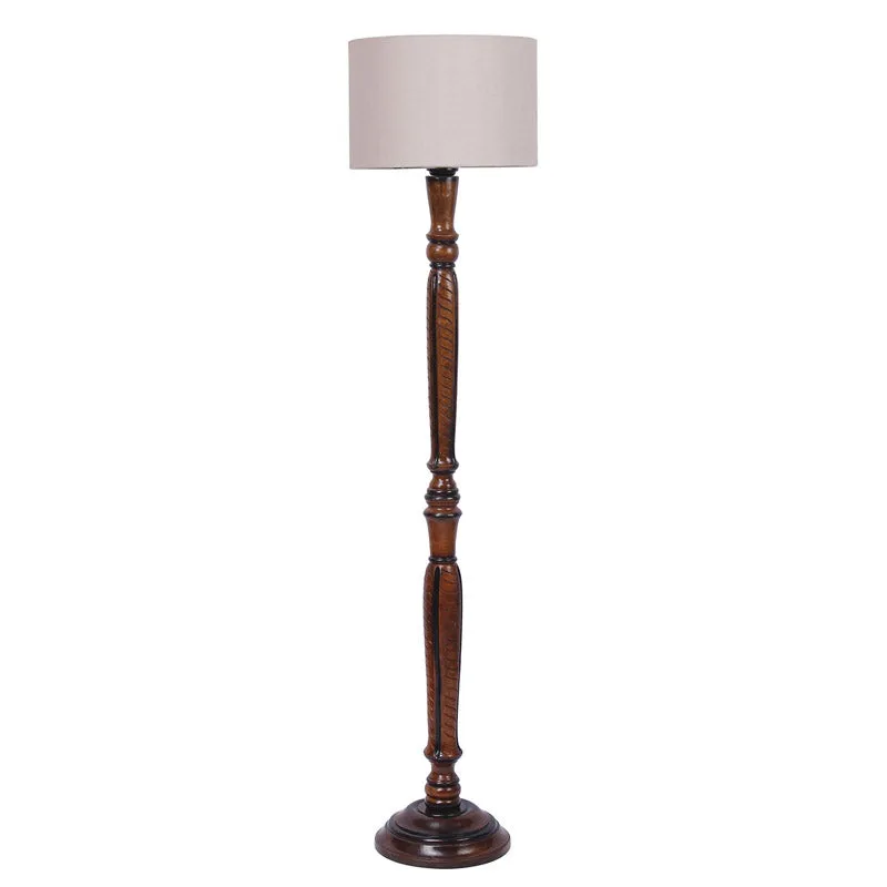 Biya Vintage Wooden Floor Lamp - Grey media 4