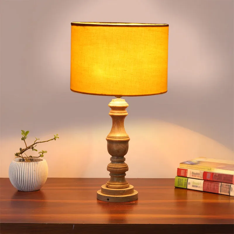 Cotin I Carve Wooden Table Lamp - Yellow,Brown media 2