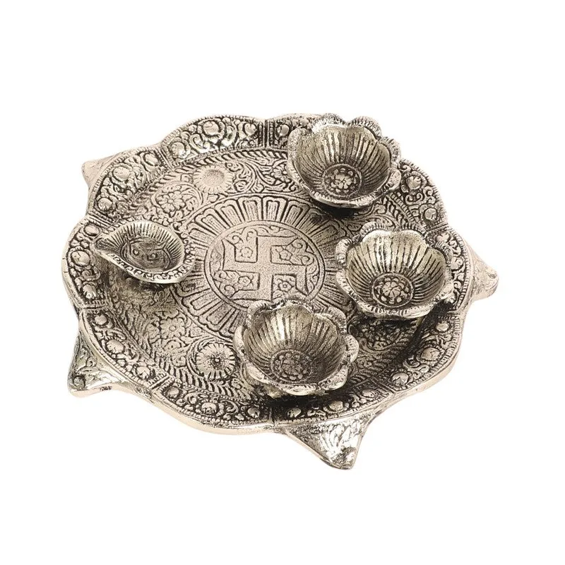 Anantya Pooja Thali Set - Silver media 6