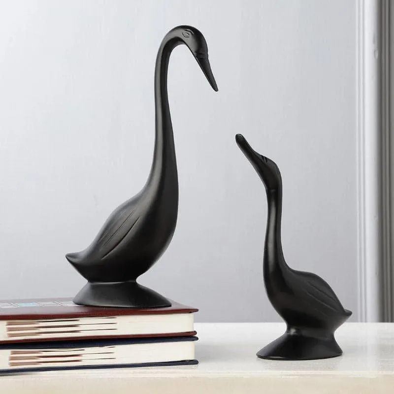 Swan Darling Showpiece (Black) - Set Of Two media 1