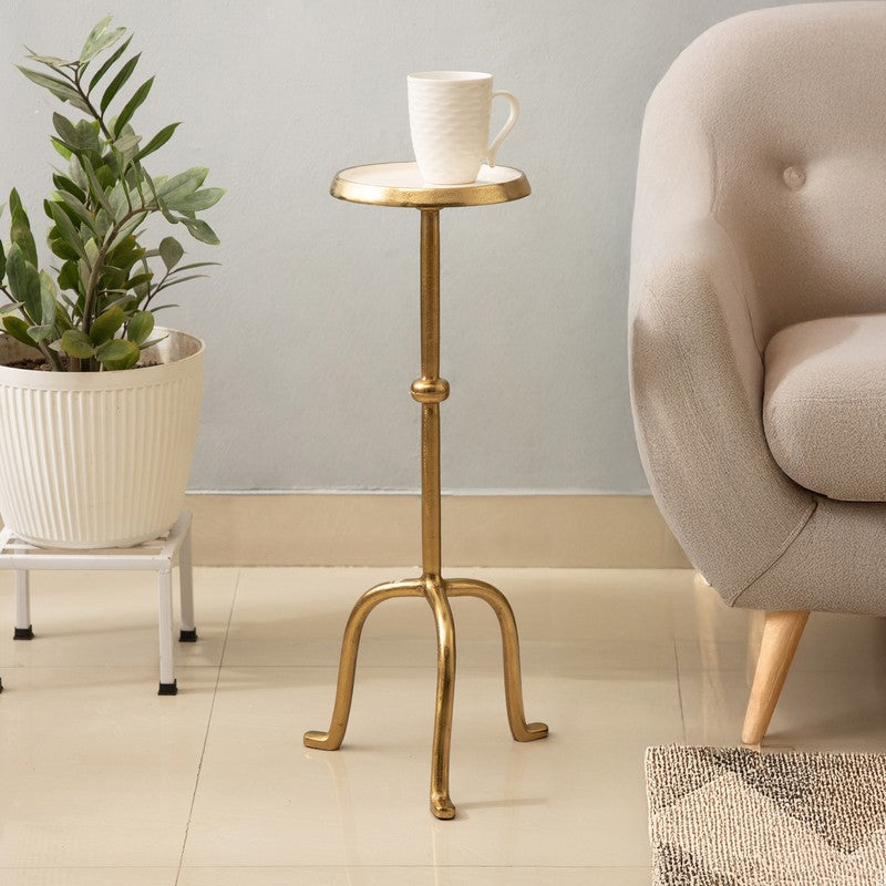 Curved Base Designer Aluminum Side Table - Gold
