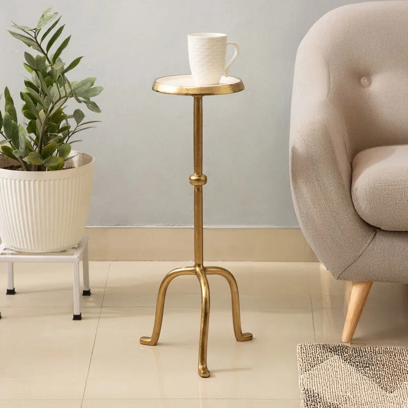 Curved Base Designer Aluminum Side Table - Gold media 1