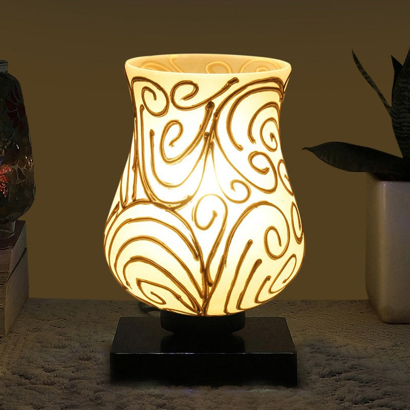 Orelis Mosaic Glass Table Lamp - White & Gold