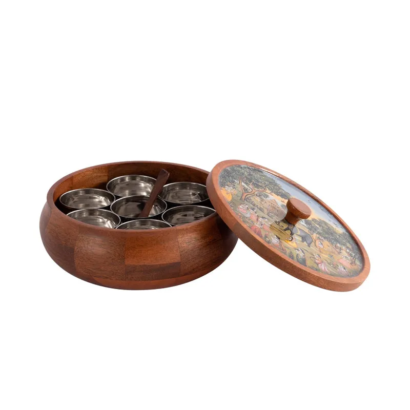 Chitrakriti Handcrafted Mango Wood Masala Box media 7