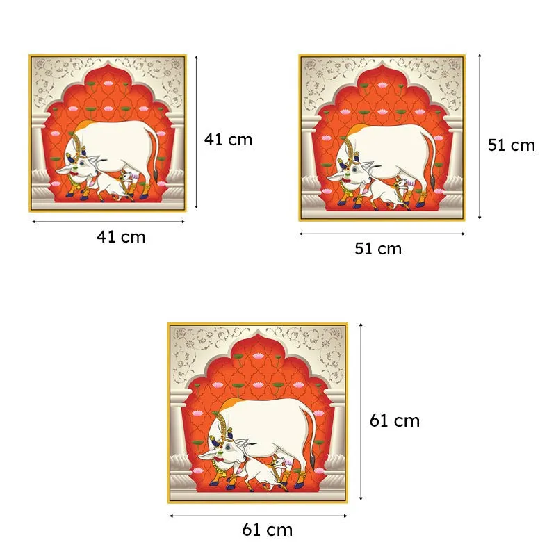 Bovine Bliss Canvas Wall Painting With Frame - Gold media 7
