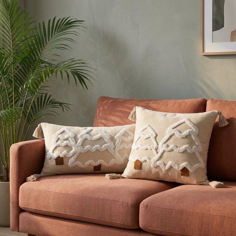 Thread Bloom Embroidered Cotton Cushion Cover - Set of Three - Bundles
