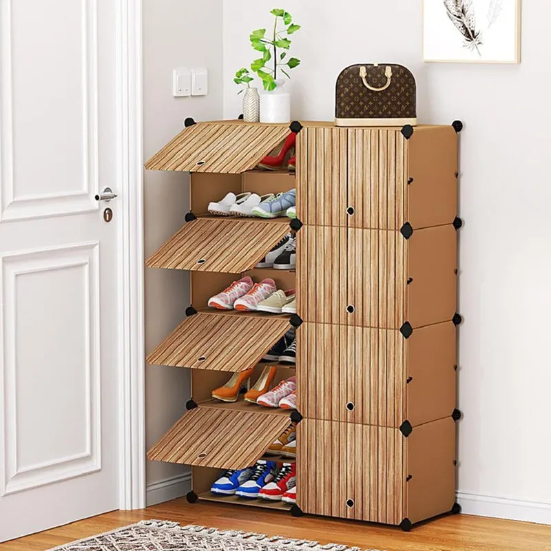 QuietWalk Brown Plastic & Metal Shoe Racks media 1