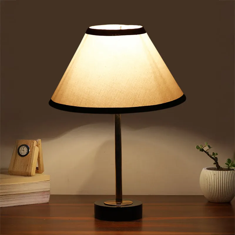 Cotin Stripe Rodin Wooden Table Lamp - White media 1