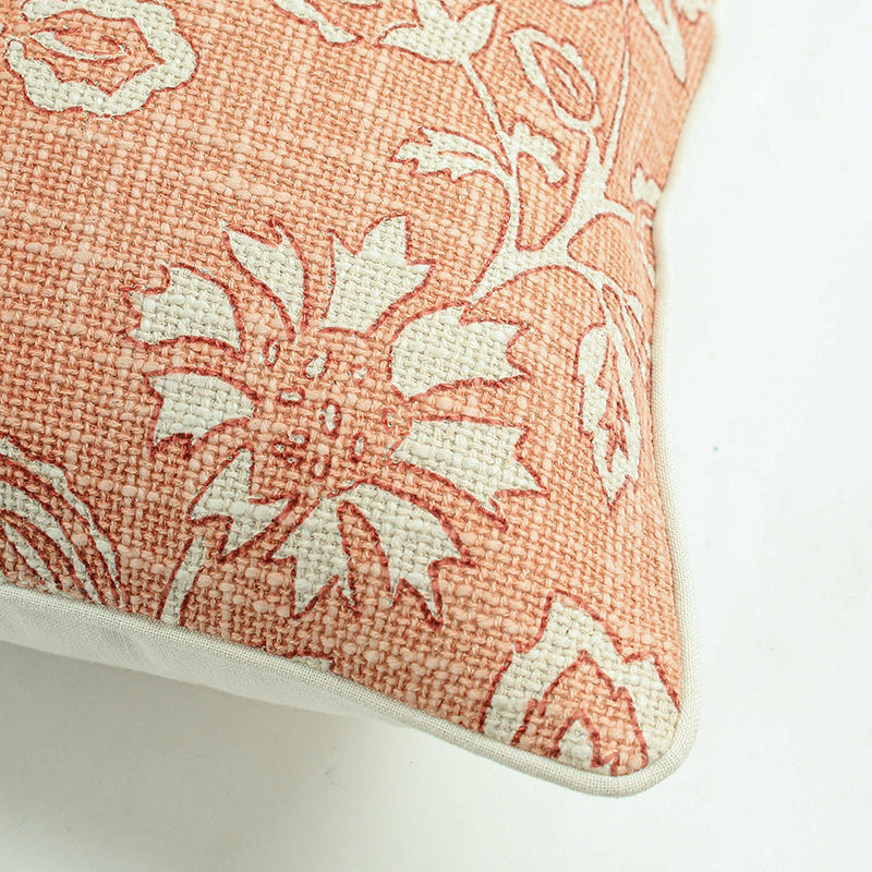 Imperial Petals Woven Cotton Cushion Cover (Peach) - Set Of Two media 4