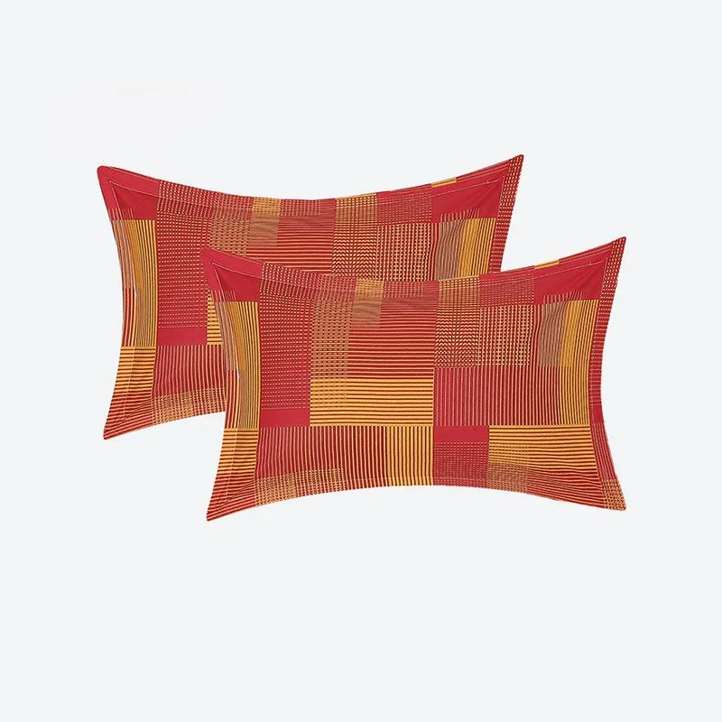 Monte Carlo Checkora Cotton Bedsheet (White,Orange) - 104 TC media 9