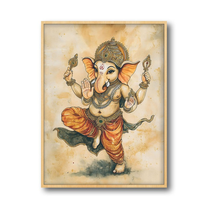Shiva Shankari Spiritual Archival Paper Wall Painting - Natural Brown Frame media 5