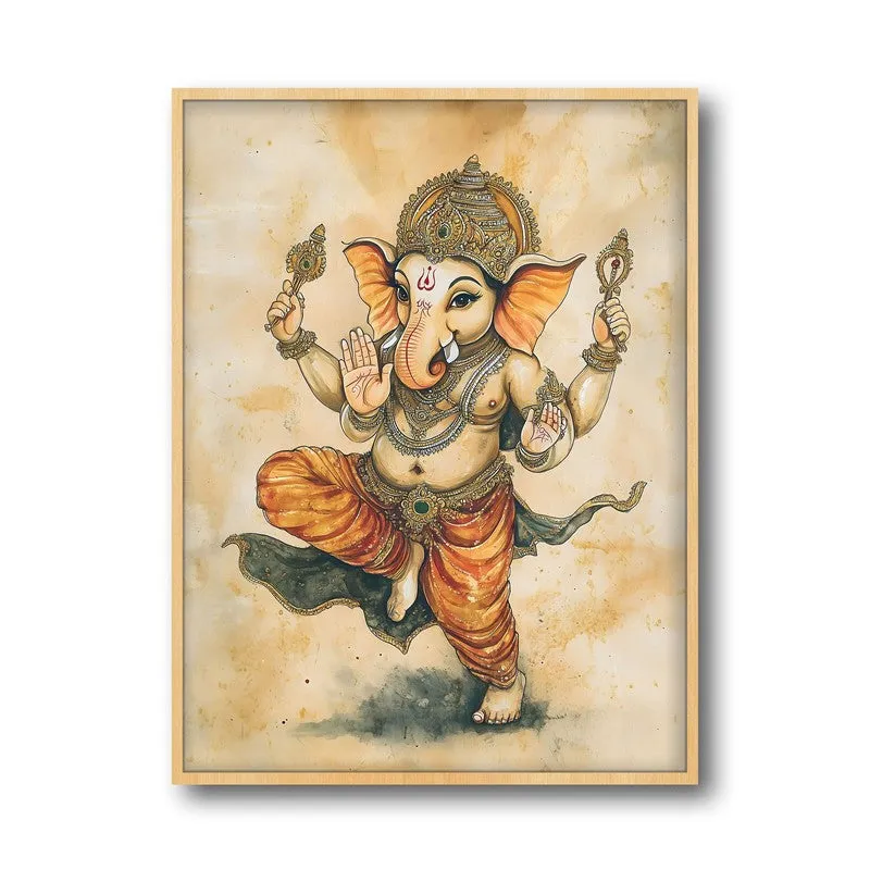 Shiva Shankari Spiritual Archival Paper Wall Painting - Natural Brown Frame media 5