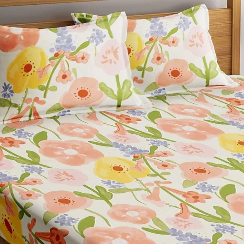 Suzi Floral Microfiber Bedsheet Old - 130 GSM media 4