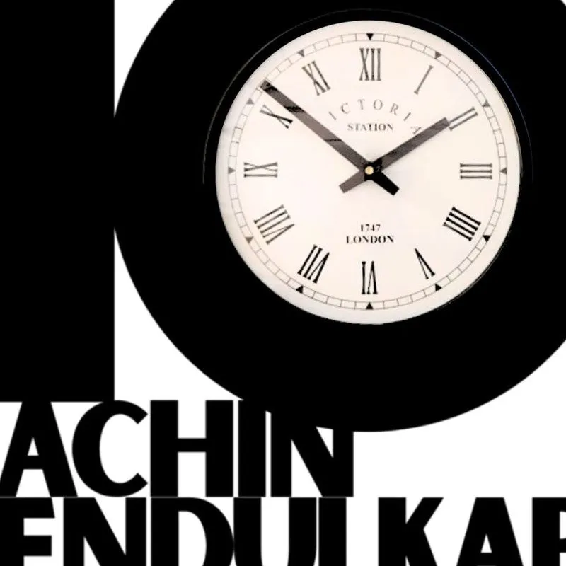 Sachin Tendulkar Steel Analog Wall Clock - Black media 5