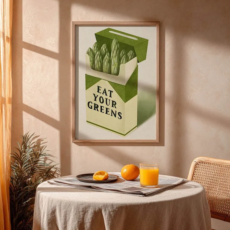 Eat Your Greens Archival Canvas Wall Art - Brown media 4