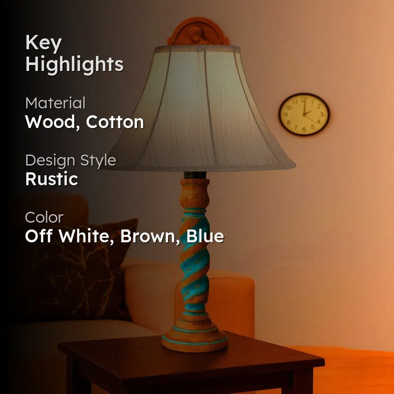 Elara Kairo Wooden Table Lamp - OffWhite media 2