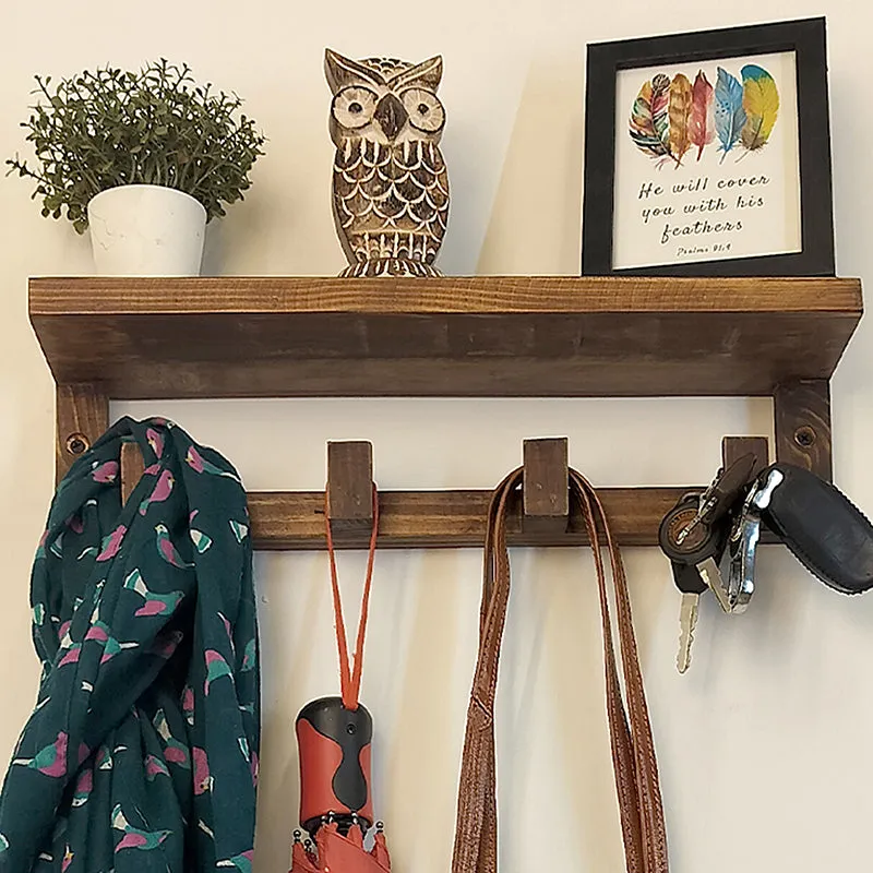 Dwaar Wooden Wall Shelf Organiser with Key Holders media 5