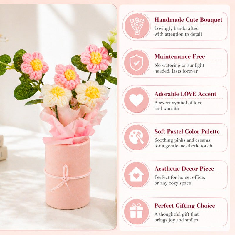 PrimeCraft Crochet Artificial Flower - Pink media 5