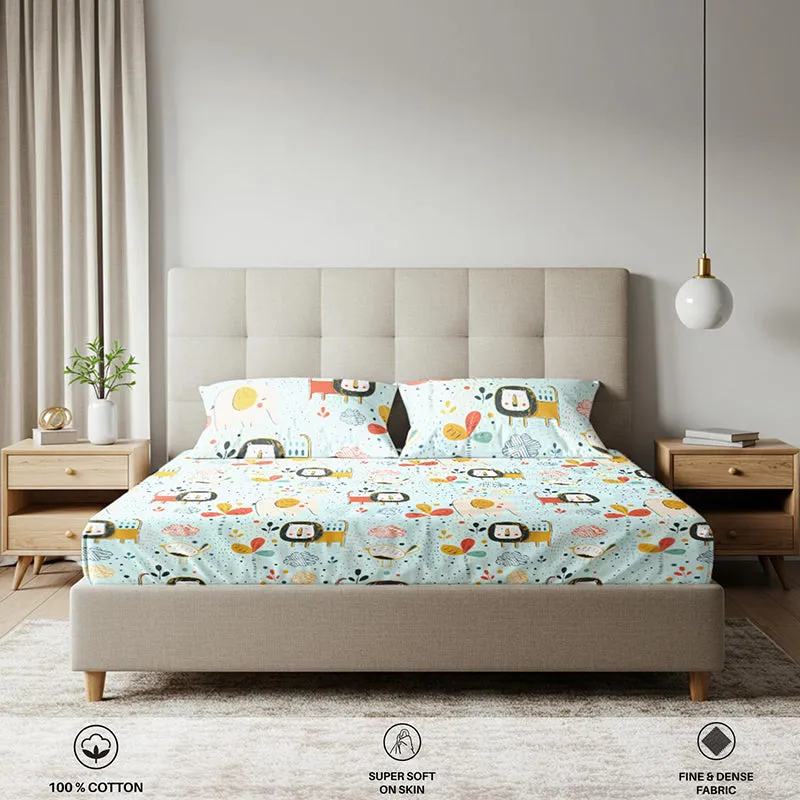 Urban Space Junglee Kids Cotton Bedsheet (Pastel Blue) - 200 TC media 5