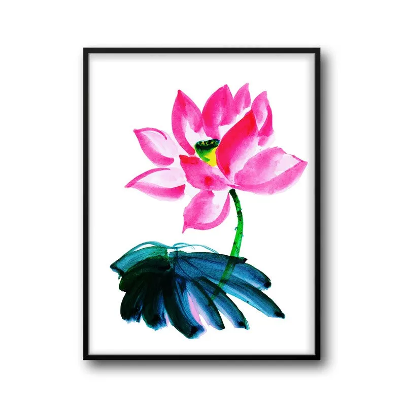 Pink Minimal Lotus Archival Paper Wall Art With Frame media 6